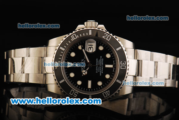 Rolex Submariner Automatic Movement Full Steel with Ceramic Bezel and background transparent - Black Dial - Click Image to Close